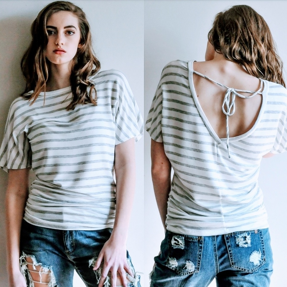 V-Back striped tee